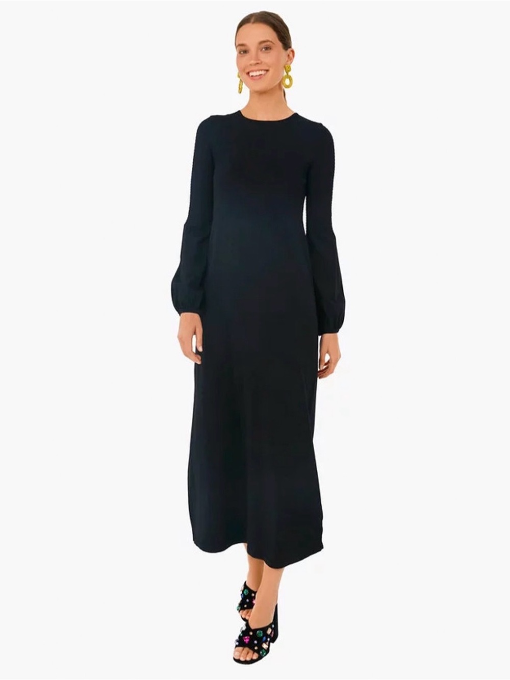 Pomander Place Tuckernuck Lennox Black Double Knit Maxi Dress XS NWOT